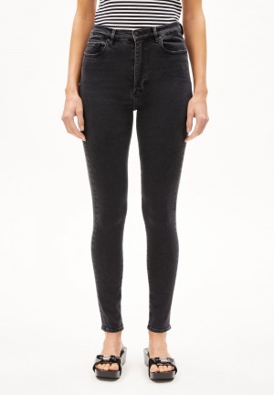 ARMEDANGELS INGAA Jeans Skinny Leg High Waist Organic Cotton Mix X-Stretch Negras | PUIXTM-061