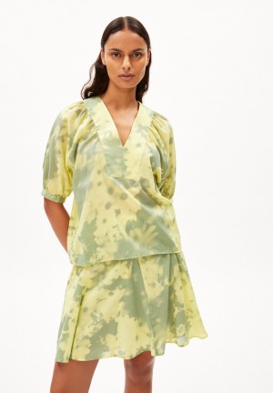 ARMEDANGELS ISILDAA BLOMMAA Blouse Loose Fit made of Organic Cotton Verde Menta | GVCDZW-638