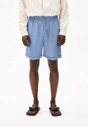 ARMEDANGELS JAACQUE LINO Shorts made of Linen-Mix Azules | MIYXQA-514