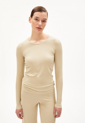 ARMEDANGELS JAALEAA Longsleeve Slim Fit made of TENCEL™ Lyocell Mix Gravel | WOGTIQ-591