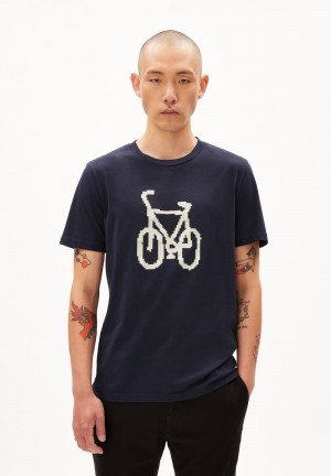 ARMEDANGELS JAAMES FUN BIKE T-Shirt Regular Fit made of Organic Cotton Night Sky | GWYZCV-039