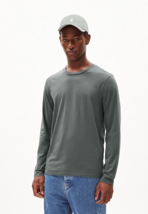 ARMEDANGELS JAAMES LONGSLEEVE Longsleeve Slim Fit made of Organic Cotton Space Steel | DUHBNM-586