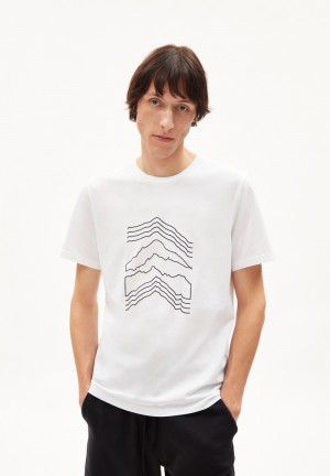 ARMEDANGELS JAAMES MOUNTAIN ICON T-Shirt made of organic cotton Blancas | GRTYDP-598