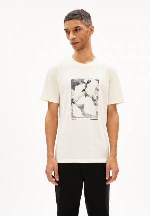 ARMEDANGELS JAAMES ROCKS T-Shirt Regular Fit made of Organic Cotton Oatmilk | CZJNKE-560