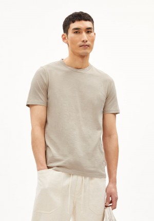 ARMEDANGELS JAAMES STRUCTURE Heavyweight T-Shirt Regular Fit made of Organic Cotton Sand Stone | PMRXNL-620