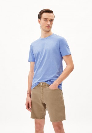 ARMEDANGELS JAAMES STRUCTURE Heavyweight T-Shirt Regular Fit made of Organic Cotton Azules | ABPZNL-768