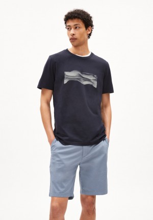 ARMEDANGELS JAAMES WAVY CLOUDS T-Shirt Regular Fit made of Organic Cotton Night Sky | HETMWL-963