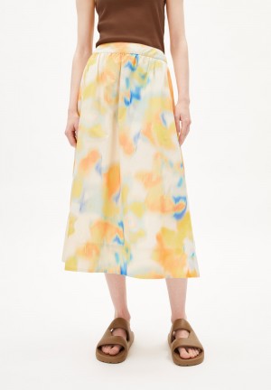 ARMEDANGELS JASINAA THERMAL CAM Woven Skirt Loose Fit made of Organic Cotton Blancas | QKLCYB-835