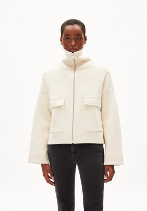 ARMEDANGELS JOANIAAS Knit Jacket Oversized Fit made of Organic Wool Mix Oatmilk-oatmilk | LFNUCH-378