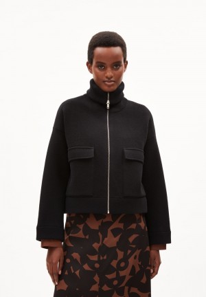ARMEDANGELS JOANIAAS Knit Jacket Oversized Fit made of Organic Wool Mix Black-black | YGSXPE-628