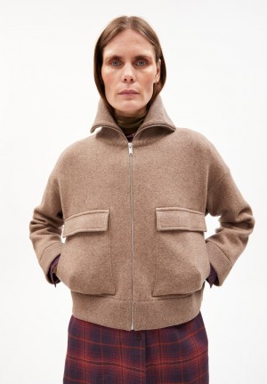 ARMEDANGELS JOANIAAS Knit Jacket Oversized Fit made of Organic Wool Mix Cinnamon Dust Melange | KHPECT-490