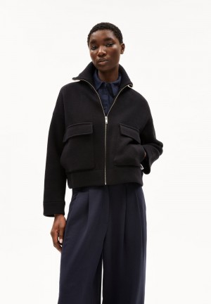 ARMEDANGELS JOANIAAS Knit Jacket Oversized Fit made of Organic Wool Mix Negras | FWMKCO-730