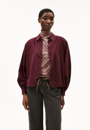 ARMEDANGELS JOELENAA BRUSHED Blouse Loose Fit made of Organic Cotton Cranberry Juice | UPBTQM-079