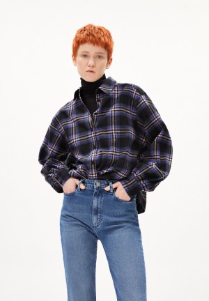 ARMEDANGELS JOELENAA CHECK Slim Fit Denim made of Organic Cotton Mix Moradas | WTIDCM-819