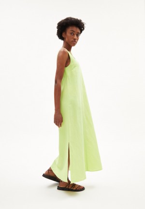 ARMEDANGELS JORNAA LINO Woven Dress Regular Fit made of Linen-Mix Verde Menta | MZSPWV-235