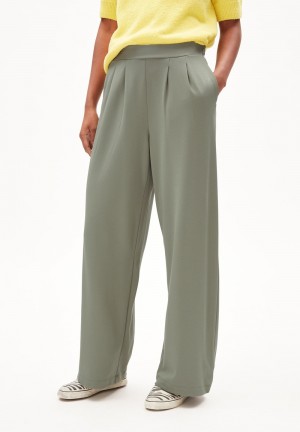 ARMEDANGELS JUANAA PUNTO Jersey Pants made of LENZING™ ECOVERO™ Viscose Mix Gris Verde | YTFVXG-542