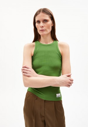 ARMEDANGELS KANITAA Rib-Top Slim Fit made of Organic Cotton Mix Verde | SMYTHN-938