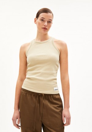 ARMEDANGELS KANITAA Rib-Top Slim Fit made of Organic Cotton Mix Gravel | OWNDLZ-306