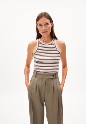 ARMEDANGELS KANITAA STRIPES Rib-Top Slim Fit made of Organic Cotton Mix Lavanda | PQEWDI-249