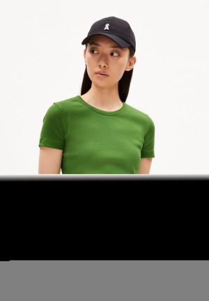 ARMEDANGELS KARDAA Rib-T-Shirt Regular Fit made of Organic Cotton Mix Verde | PAVSOG-769