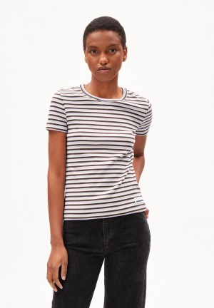 ARMEDANGELS KARDAA STRIPES Rib-T-Shirt Regular Fit made of Organic Cotton Mix Lavanda | ZCUGMK-837