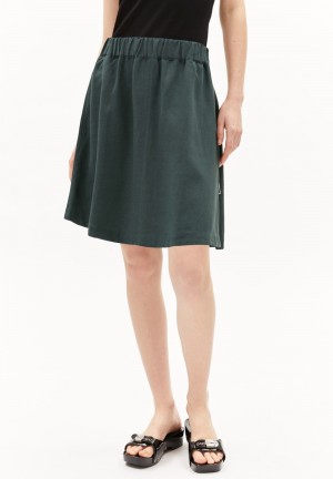 ARMEDANGELS KESIAA LINO Woven Skirt Relaxed Fit made of Linen-Mix Space Steel | DJILUN-294