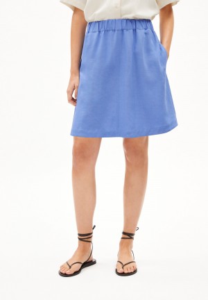ARMEDANGELS KESIAA LINO Woven Skirt Relaxed Fit made of Linen-Mix Azules | CKRBJH-402