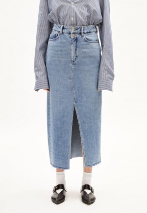 ARMEDANGELS KITAARI DEMI Denim Skirt Slim Fit made of Organic Cotton Mix Indigo | NYKUXV-826