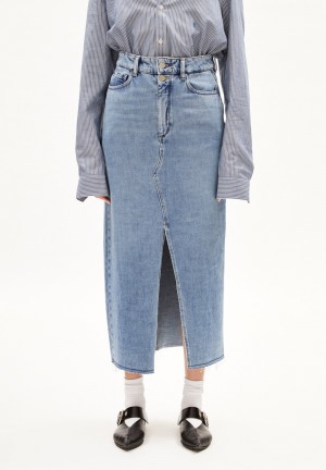 ARMEDANGELS KITAARI DEMI Denim Skirt Slim Fit made of Organic Cotton Mix Indigo | KZFURS-184