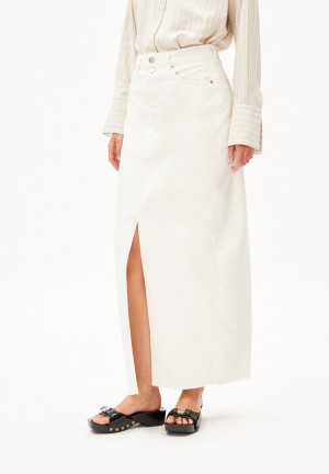 ARMEDANGELS KITAARI DEMI Denim Skirt Slim Fit made of recycled Cotton Blancas | WMSEDI-537