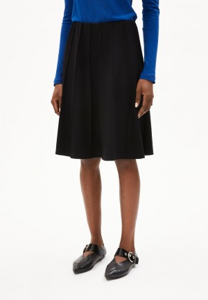 ARMEDANGELS KOKUNAA Jersey Skirt Regular Fit made of LENZING™ ECOVERO™ Viscose Mix Negras | UXSIGL-240