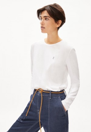 ARMEDANGELS KORMAA ICONIC Longsleeve Relaxed Fit made of TENCEL™ Lyocell Mix Blancas | QSIRVO-349