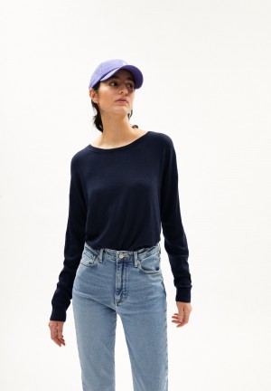 ARMEDANGELS LAARNI Pullover Loose Fit made of TENCEL™ Lyocell Mix Night Sky | QJTCNB-586