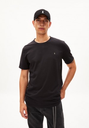 ARMEDANGELS LAARON Heavyweight T-Shirt Relaxed Fit made of Organic Cotton Negras | JXFHMV-731