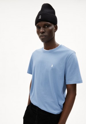 ARMEDANGELS LAARON Heavyweight T-Shirt Relaxed Fit made of Organic Cotton Azules | XQLAZN-609