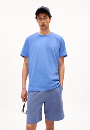 ARMEDANGELS LAARON Heavyweight T-Shirt Relaxed Fit made of Organic Cotton Azules | YEUCQL-716