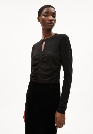 ARMEDANGELS LALEAA FESTIVE Sweater Slim Fit made of Organic Cotton Mix Negras | PTOGZI-752