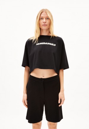 ARMEDANGELS LARIAA ARMEDANGELS T-Shirt Oversized Fit made of Organic Cotton Negras | ROGLCU-032
