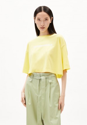 ARMEDANGELS LARIAA ARMEDANGELS T-Shirt Oversized Fit made of Organic Cotton Amarillo Verde Menta | HDOGWT-213