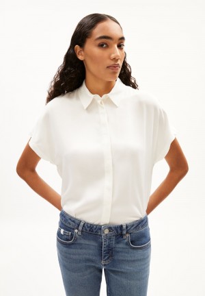 ARMEDANGELS LARISAANA Blouse Relaxed Fit made of LENZING™ ECOVERO™ Viscose Blancas | PWRCDH-537