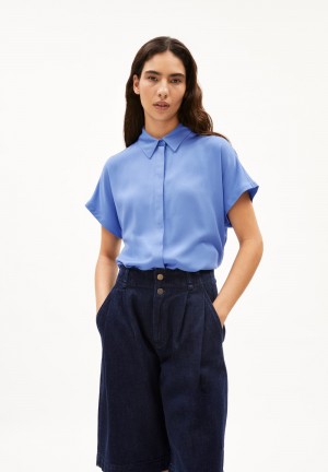 ARMEDANGELS LARISAANA Blouse Relaxed Fit made of LENZING™ ECOVERO™ Viscose Azules | LFIPTZ-305