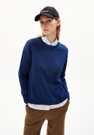 ARMEDANGELS LARUNAA Sweater Loose Fit made of Organic Cotton Mix Indigo | UFKPLQ-350