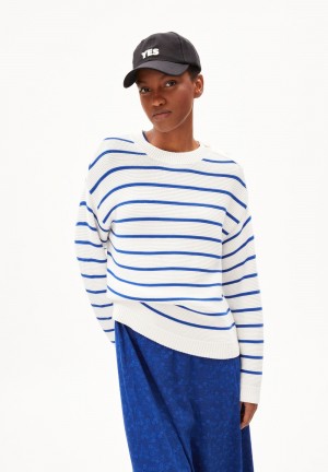 ARMEDANGELS LAVINAAS STRIPED Sweater Loose Fit made of Organic Cotton Azules | MOYUKQ-045
