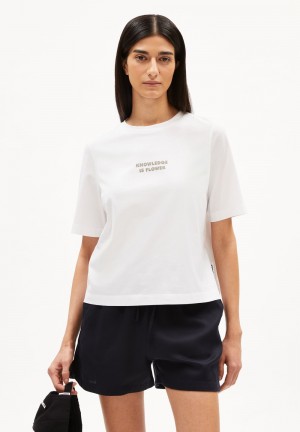 ARMEDANGELS LAYAA LITAA T-Shirt Loose Fit made of Organic Cotton Blancas | GZIFNK-318