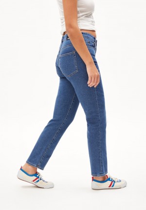 ARMEDANGELS LEJAANI Jeans Straight Leg High Waist Ankle Organic Cotton Mix Comfort-Stretch Azules | DCBAYK-798