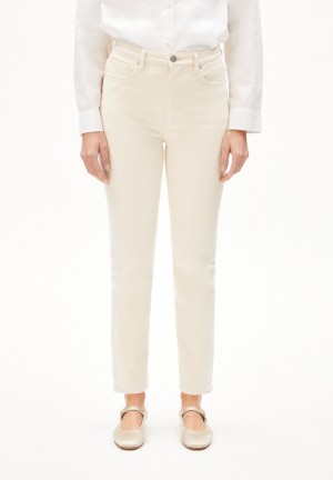 ARMEDANGELS LEJAANI UNDYED Jeans Straight Leg High Waist Ankle Organic Cotton Mix Non-Stretch Uncolored | YUQFAO-418