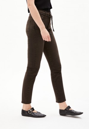 ARMEDANGELS LEJAANI X STRETCH Jeans Straight Leg High Waist Ankle Organic Cotton Mix X-Stretch Negras | STUCZB-356