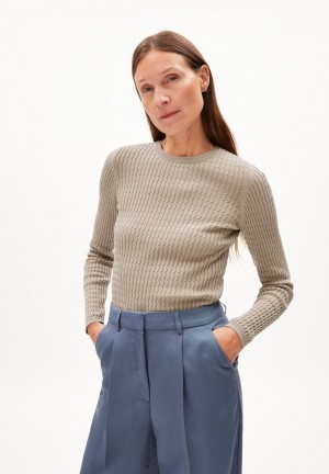 ARMEDANGELS LELIAAS Sweater Slim Fit made of Organic Cotton Sand Stone | ZRJPHV-381