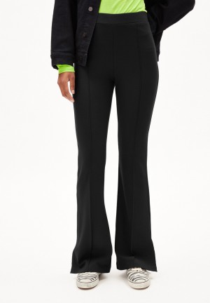 ARMEDANGELS LEYLAARI SLIT HEM Jersey Pants made of LENZING™ ECOVERO™ Viscose Mix Negras | SXRILH-958