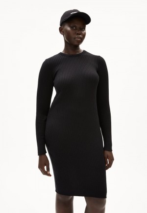 ARMEDANGELS LIAA RN Knit Dress Slim Fit made of Organic Cotton Negras | DXSQON-201